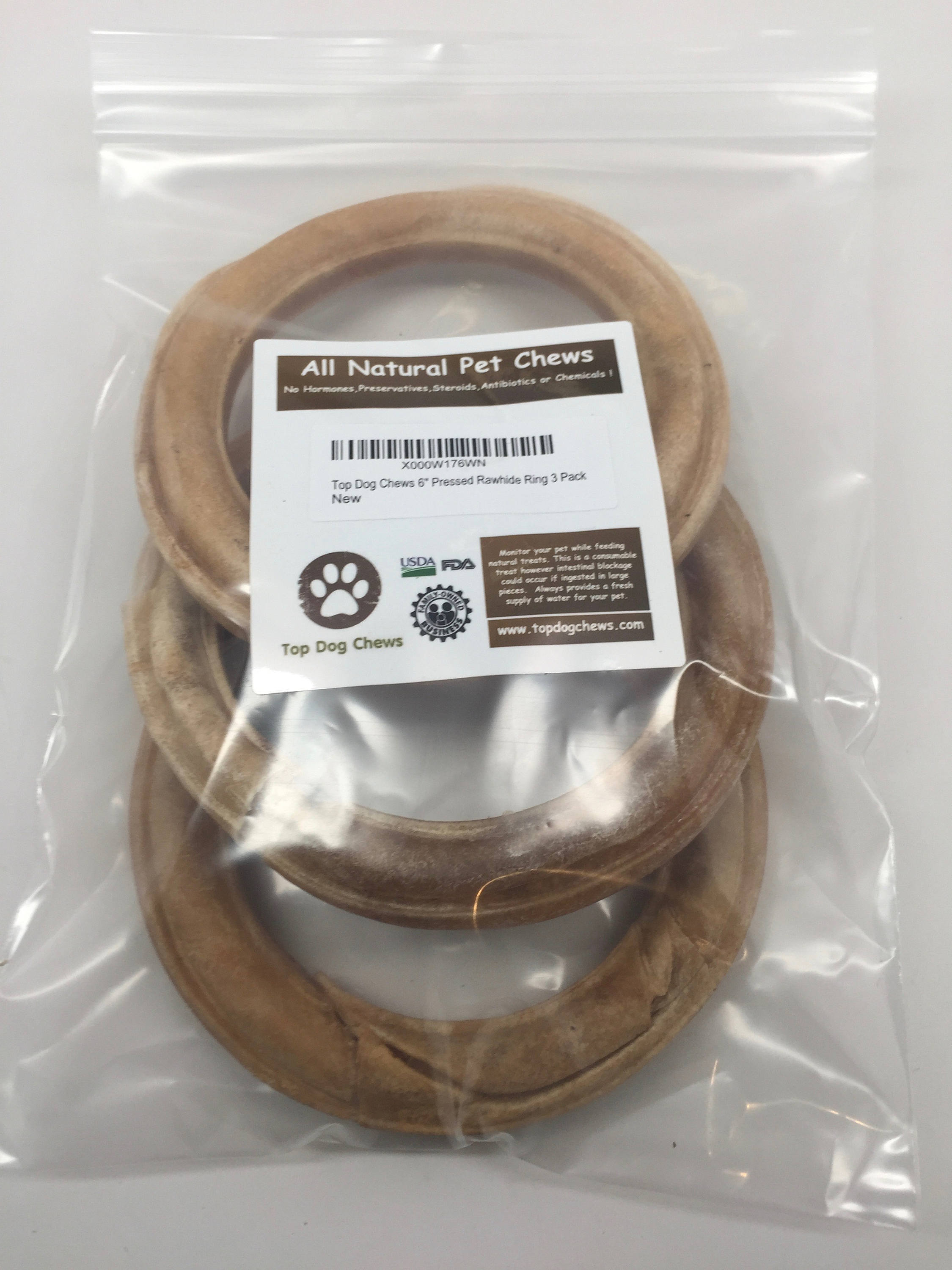 Top Dog Chews 6 Pressed Rawhide Ring 3 Pack Etsy UK