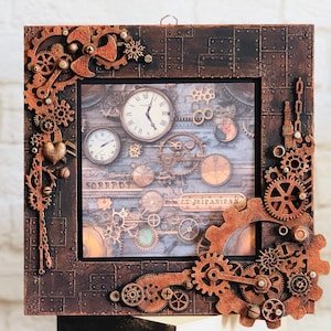 Handmade Steampunk Photo Frame: Industrial Gear Decor