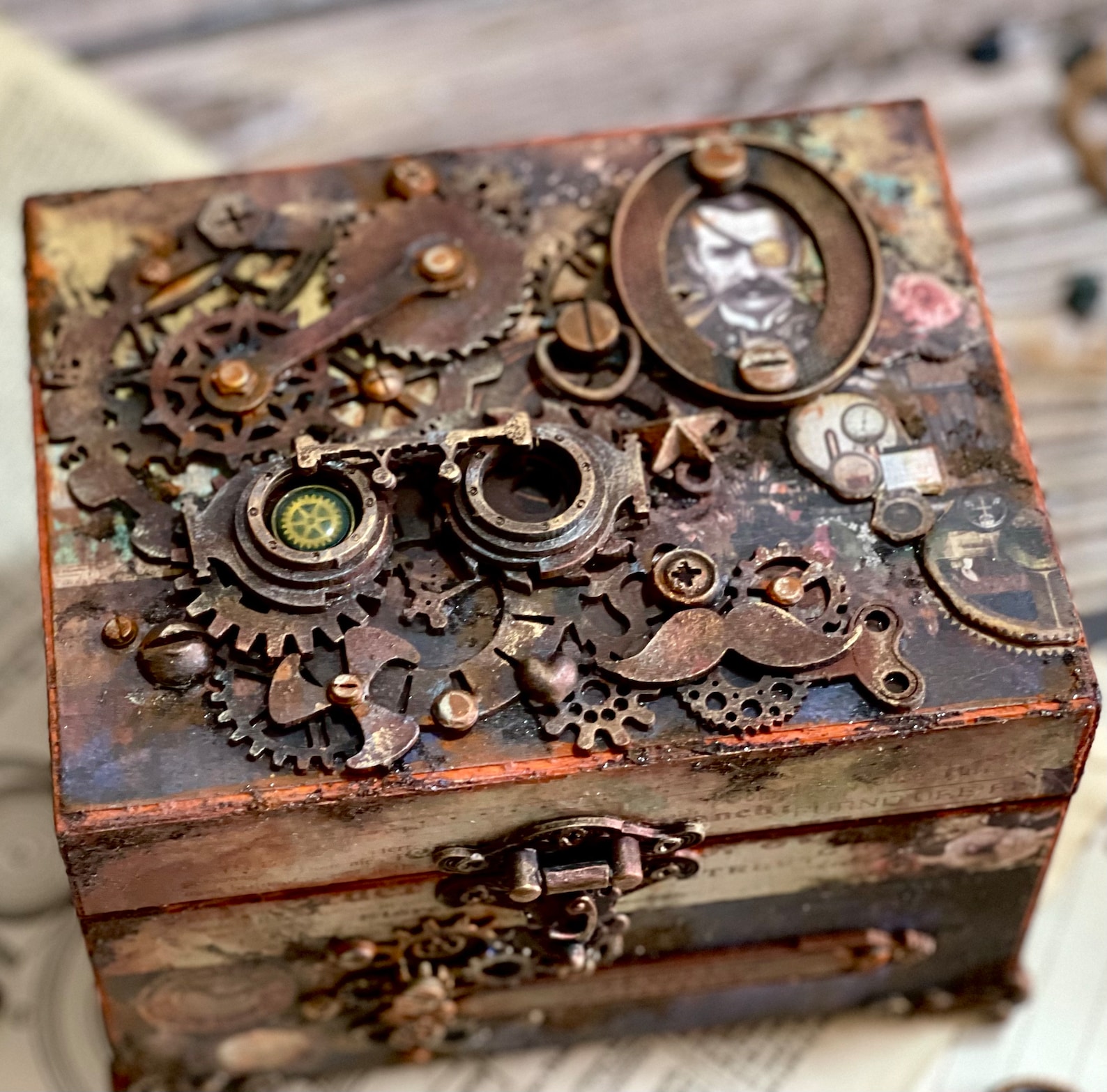 Personalised Steampunk Box, Mixed Media Gift, Customizable Wooden Box ...