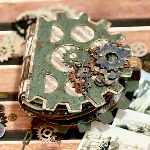 Steampunk photo Album, Mini Album for him, Customized Photo Album, Steampunk photos book, personalised gift for them, Steampunk gift for her