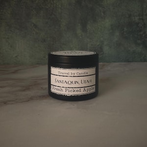 Santaquin, Utah - Fresh Picked Apple Scented 4 oz Candle| Wood Wick| Apple Candle| Cottage Core| Housewarming Gift| Fall Candle| Fruit Scent