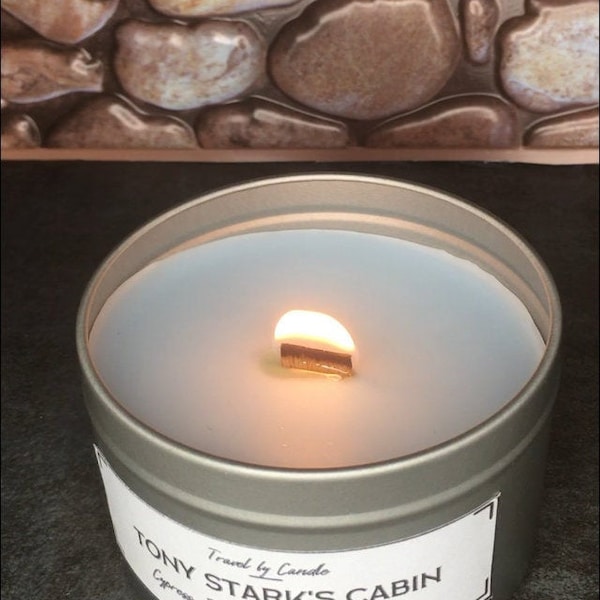 Tony Stark's Cabin - Cypress, Cedarwood, and Bayberry| Marvel Inspired Candle| Natural Candle| Nerd Candle| Birthday Gift| Wood Wick Candle