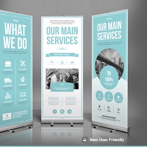 Business Roll-Up Banner | Cyan Rollup | InDesign Template
