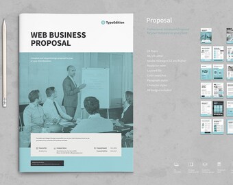 Plantilla de impresión de propuesta / Oferta / Diseño cian / Plantilla de impresión de folleto / Plantilla de InDesign