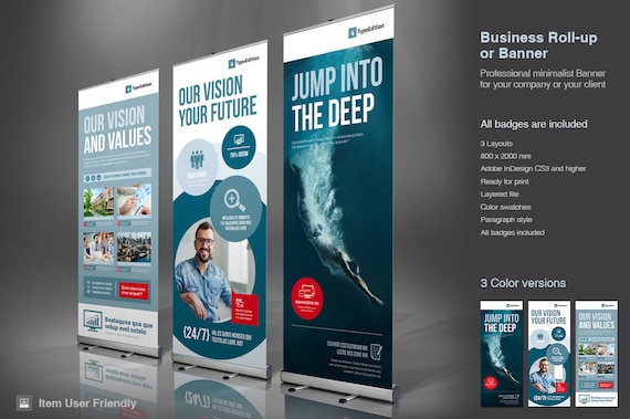 Business Roll Up Banner Indesign Template Etsy