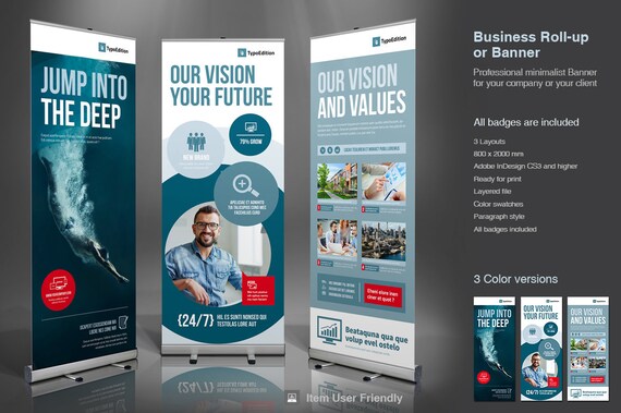 Business Roll Up Banner Indesign Template Etsy