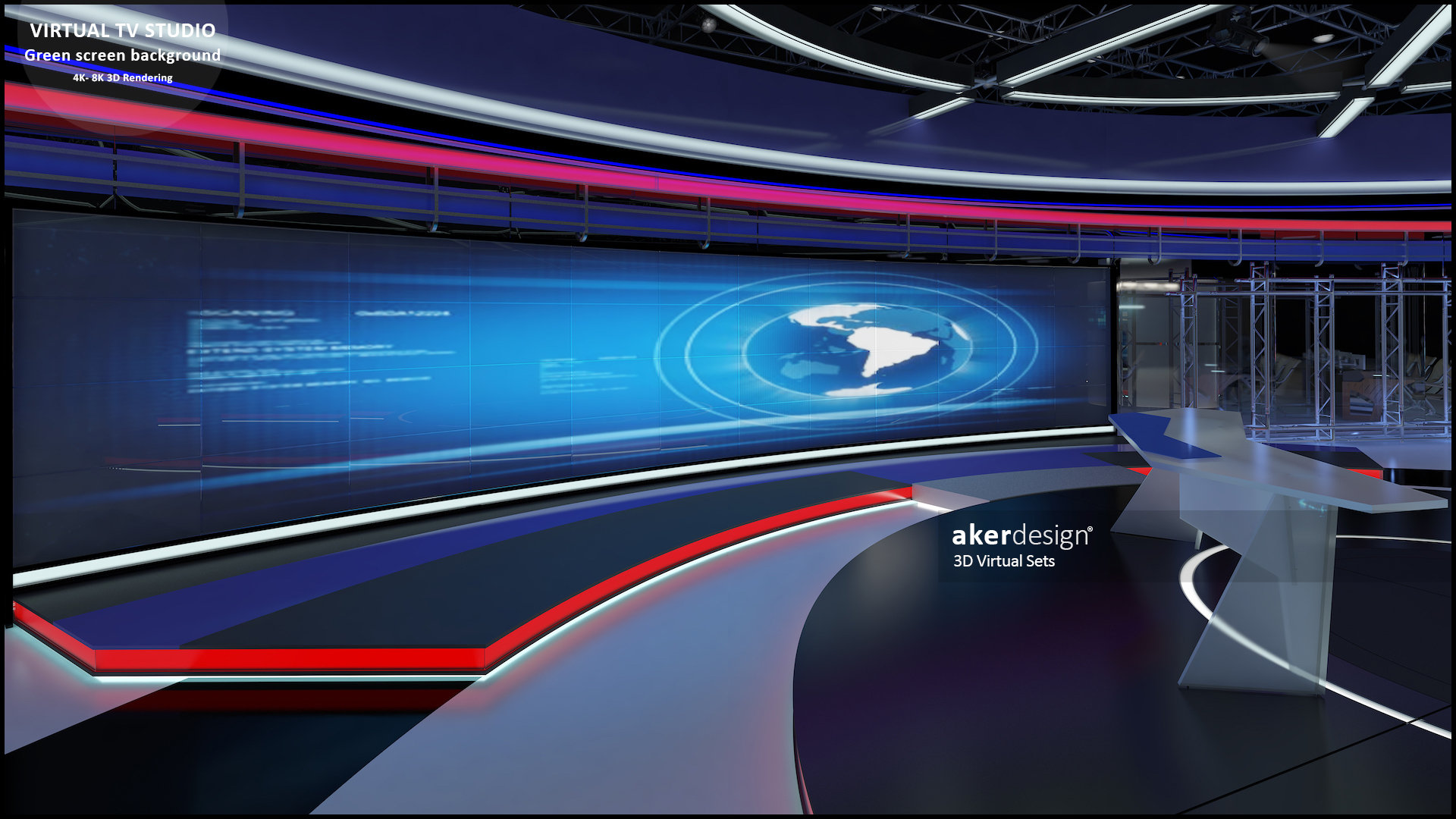 Tv Rendering Digital 4k-3d Rendering. Virtual TV Studio Green Screen Background ...