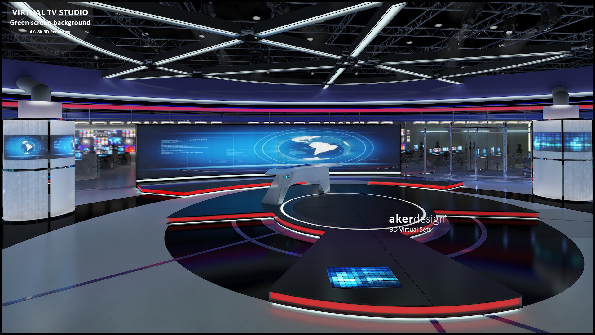 Tv Rendering Digital 4k-3d Rendering. Virtual TV Studio Green Screen Background ...