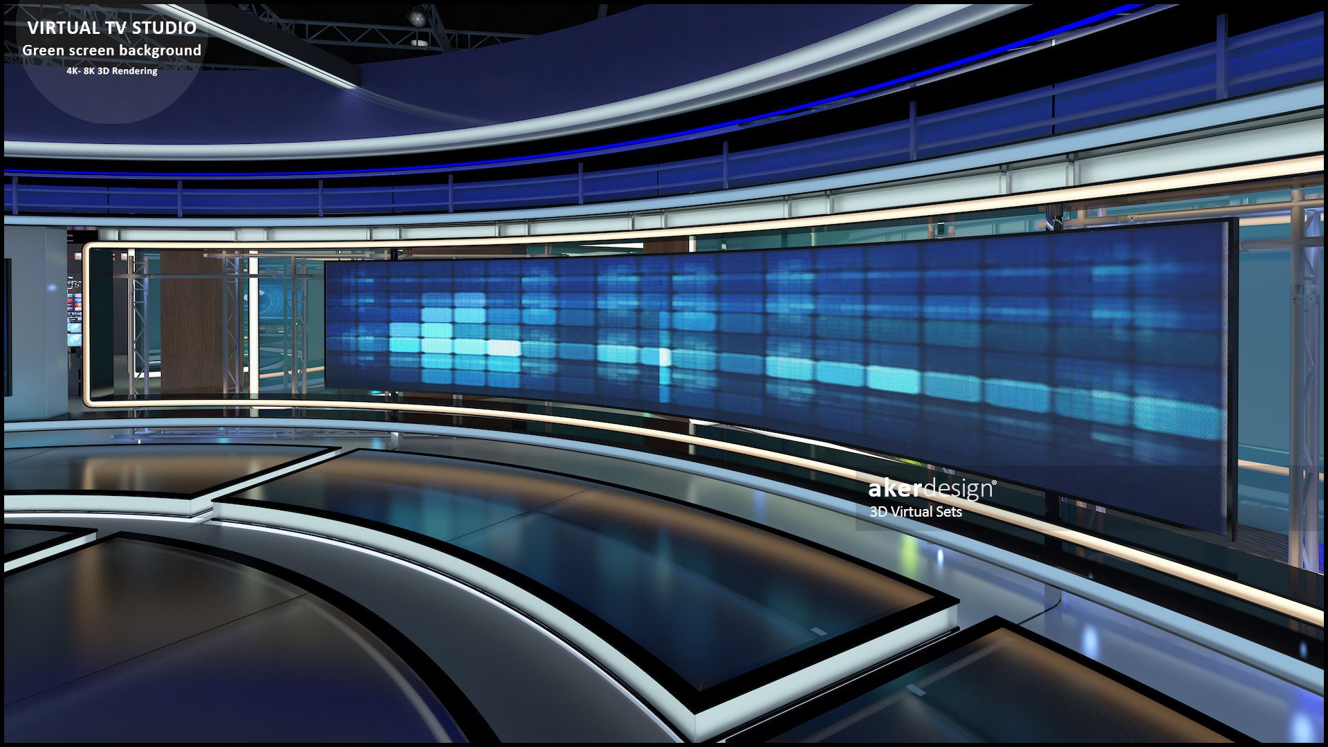 Tv Rendering Digital 4k-3d Rendering. Virtual TV Studio Green Screen Background ...