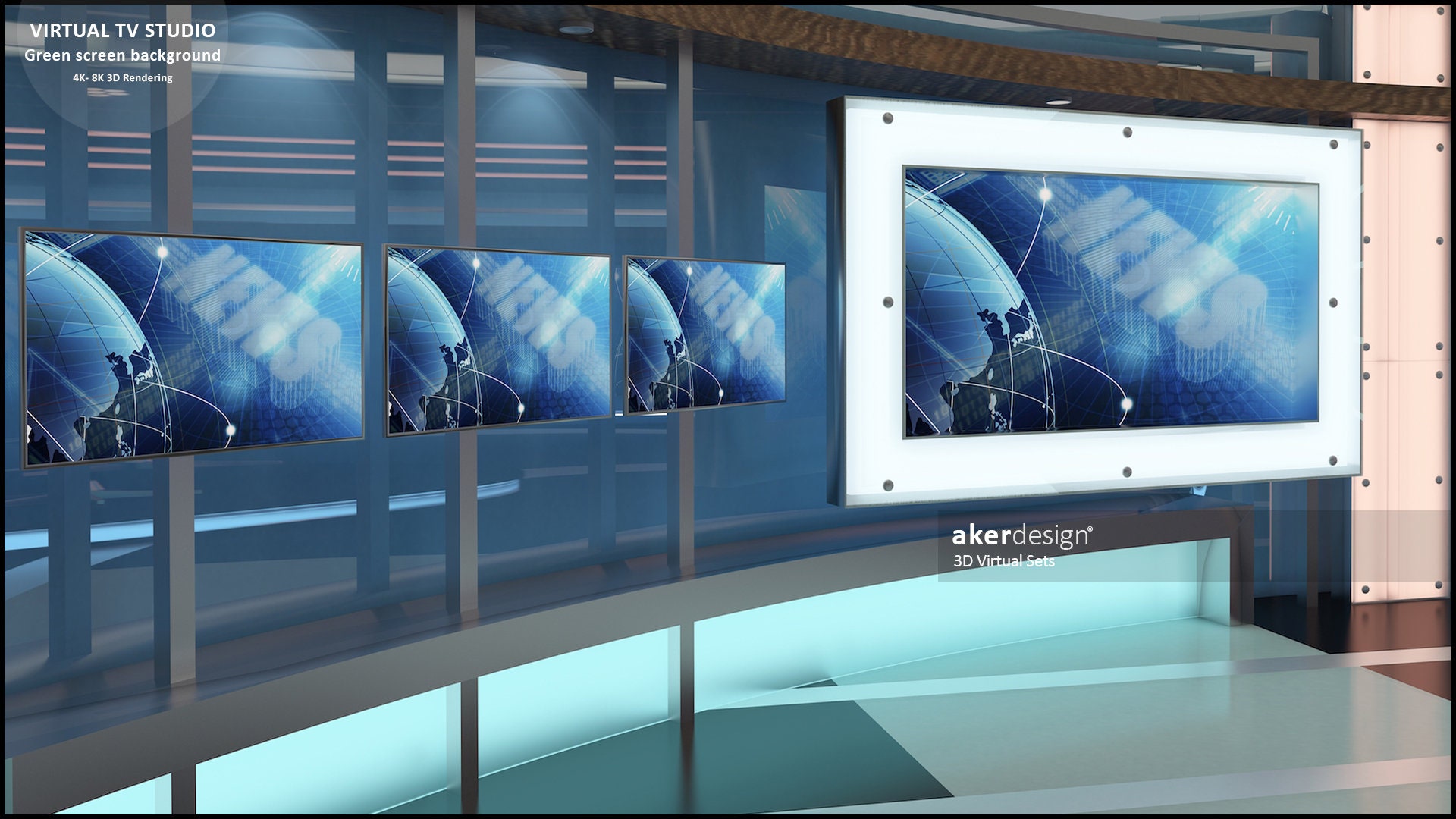 Tv Rendering Digital 4K-8K 3d Rendering. Virtual TV Studio Green Screen Background ...