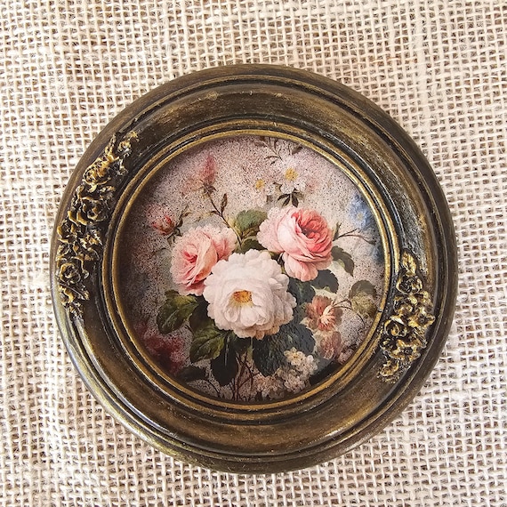 Victorian Floral Mini wall Art framed: Antique Style Frame