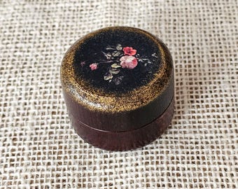 Unique Wooden Engagement ring box decorated with Antique Dutch painting