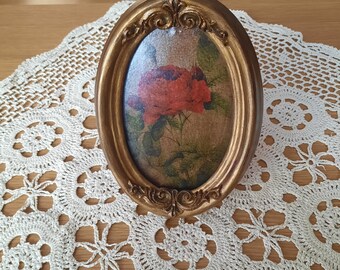 Antique style wooden Custom frame, Gold oval photo frame Handmade