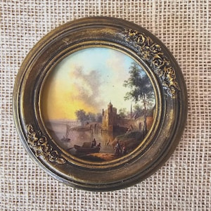 Framed Victorian Landscape Art: Antique Style Mini Print
