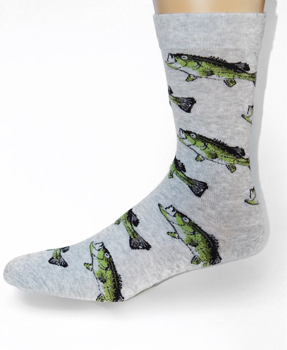 Fish Socks, Bass Socks, Fishing Socks, Fisherman Socks, Men's