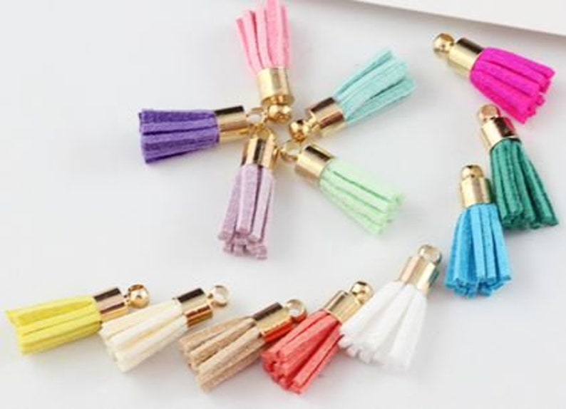 Mini Leather Tassels White and Gold 10 Pieces 18mm Etsy Australia