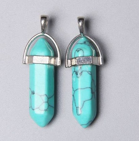 Natural Stone Pendants Turquoise 5 Pieces 13mm X 40mm Jewelry