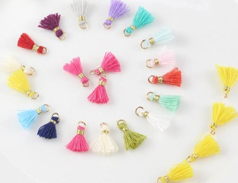 Tiny Mini Tassels Light Mint Green and Gold 10 Pieces Etsy