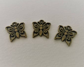 Butterfly Pendant - Charm Pendant Set of 10 - 15mm x 13mm Pendant - Bracelet Charm - Bronze Charm - Jewelry Supply