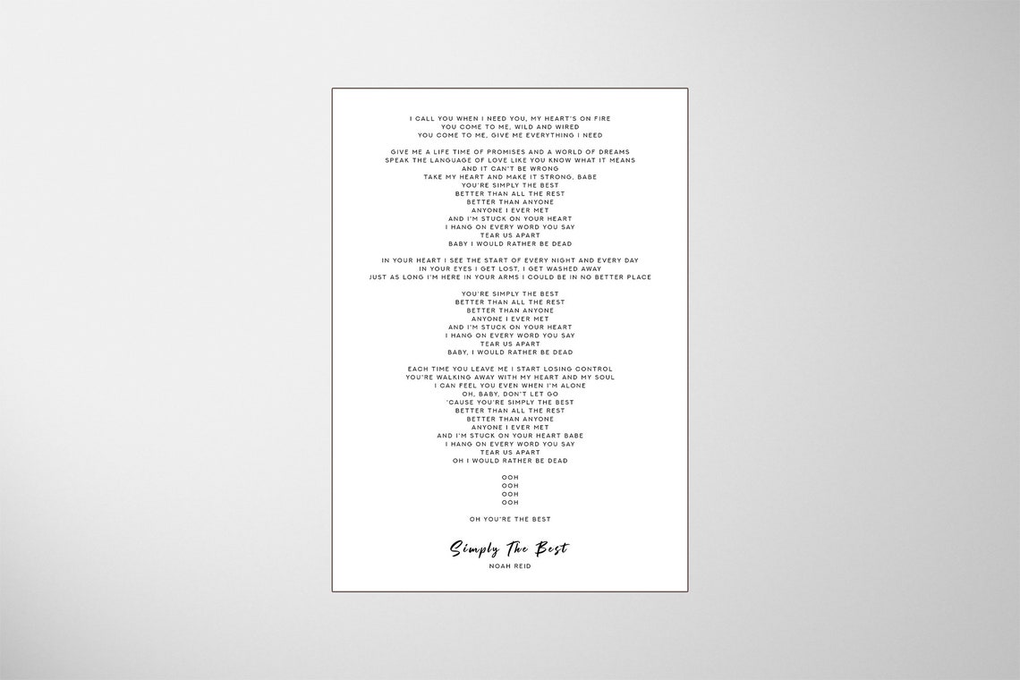 Simply The Best Lyrics Schitt's Creek Print David & Etsy