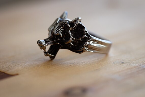 Stainless Steel Wolf Ring Size 12 - image 5