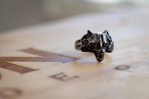 Stainless Steel Wolf Ring Size 12 - image 1