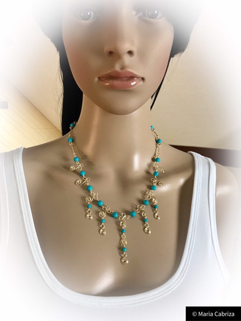 Jewelry Handmade Jewelry Gold and Turquoise Jewelry Set Wire Wrapped