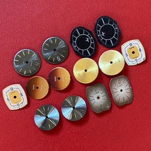 Esferas de reloj, juego de 14 diales emparejados vintage, diales de color estilo steampunk