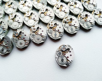 Petits mouvements steampunk, pièces de montre 15 pièces, mécanisme ovale vintage, fabrication de bijoux