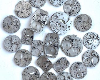 Broken Watch Parts lot of 22 pc., Vintage Mechanisms Plates, Steampunk Art