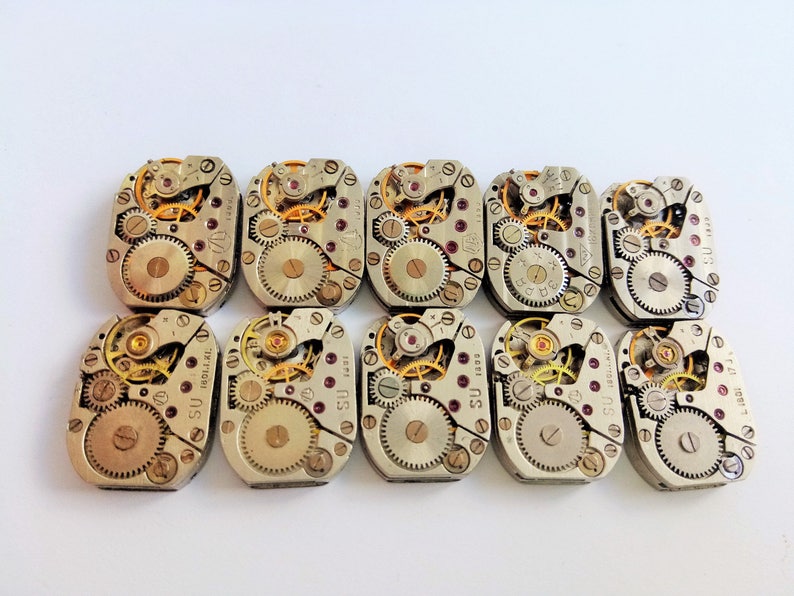 Watch Parts Vintage Movement Steampunk Art Lot 10 pc. Mechanisms Shiny/Matt, 18mm image 1