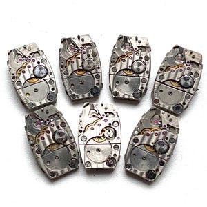 Trasiga klockdelar 7 st., Steampunk-hantverk, Vintagemekanismer, Rektangulära klockurverk