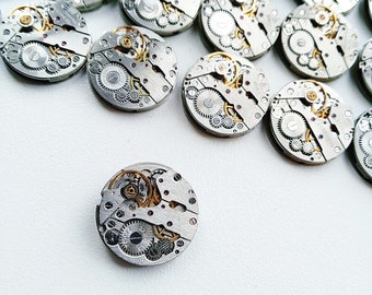 Watch Parts 10 pc., Vintage Mechanisms Round 20mm, Steampunk Art