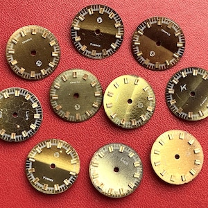 Lot of 10 Green Watch faces, Vintage Paired Watch Dials, Steam Punk Art