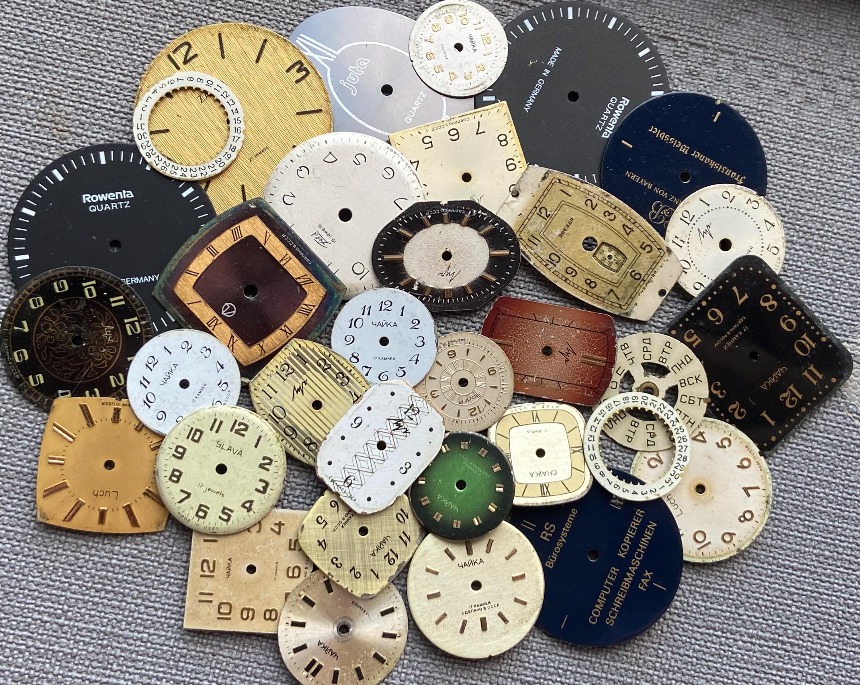 時計の文字盤セット 33個、ヴィンテージカラーの文字盤、時計パーツ