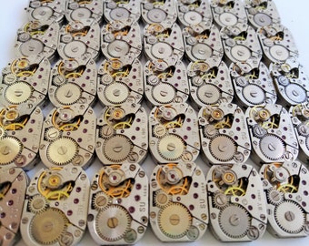 Movimientos de arte Steampunk, piezas de reloj rotas vintage, 10 piezas, reloj rectangular de 18 mm