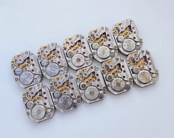 Lote de 8 mecanismos de reloj vintage, fabricación de joyas Steampunk, estrellas rectangulares de 18 mm