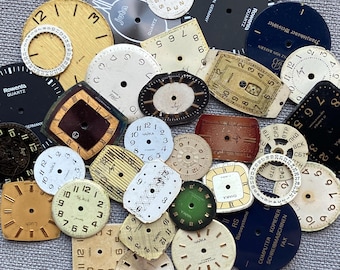 Watch faces set 33 pc., Vintage color dials, Watch parts, Steam Punk Project