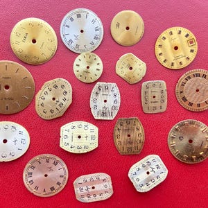 Lot of 18 Watch faces Vintage, Gold Color Dials, Little Watch Face, Steam Punk Art