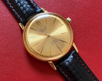 Vintage Poljot, Dress Wristwatch 1980s, Slim Watch, Men's Mechanical Watch