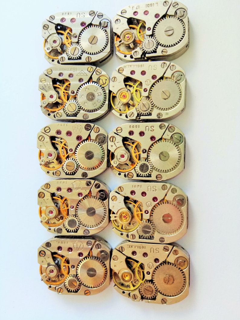 Watch Parts Vintage Movement Steampunk Art Lot 10 pc. Mechanisms Shiny/Matt, 18mm image 2
