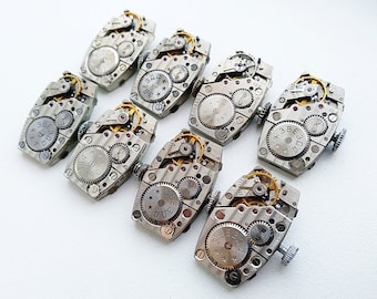 Ensemble de 6 mécanismes artistiques steampunk, mouvements vintage