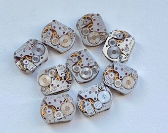 Vintage Watch Parts, lot of 6 pc. Movements Rectangular 12 mm