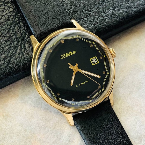 Slava Vintage Original Soviet Gold Plated Mechanical Wristwatch