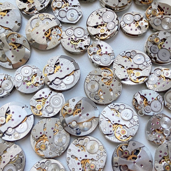 Lot de 30 mouvements de montres mixtes, mécanismes vintage, pièces steampunk, projet créatif