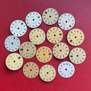 Conjunto de 16 mostradores de relógio, mostradores vintage, mostradores pequenos, arte steampunk.