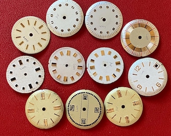 Watch faces, Vintage Paired Dials, Steampunk art, Watch Parts Set 11 pc.