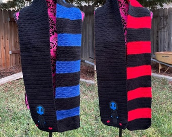 Creepy crochet scarf, acrylic scarf, made in USA
