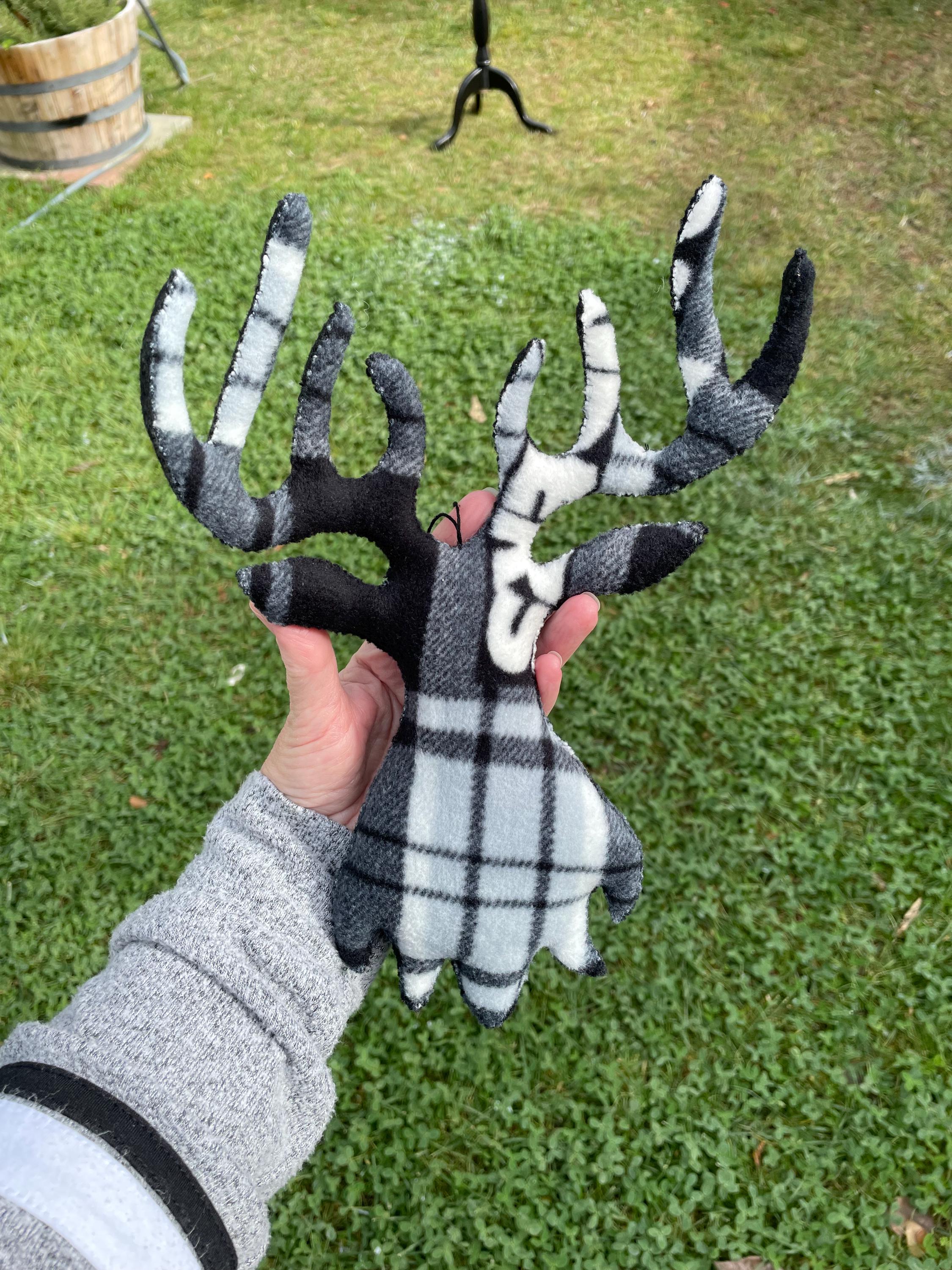 Handmade XL fleece and felt Deer Ornament, gift ideas, handmade decor, made in USA