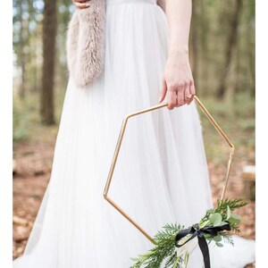 Bride Hoop bouquet, Bridal Triangle or hexagon bouquet. DIY use Alternative Bride bouquet or Bridesmaid Bouquet. image 4